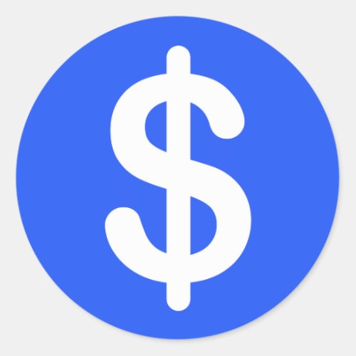 White dollar sign on blue background stickers
