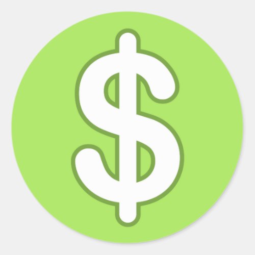 White dollar sign on green background stickers