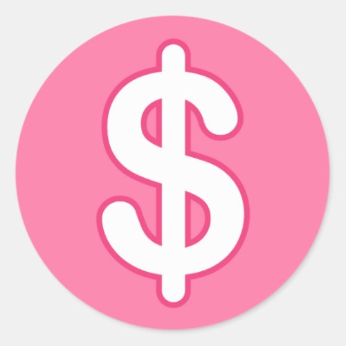 White dollar sign on pink background stickers
