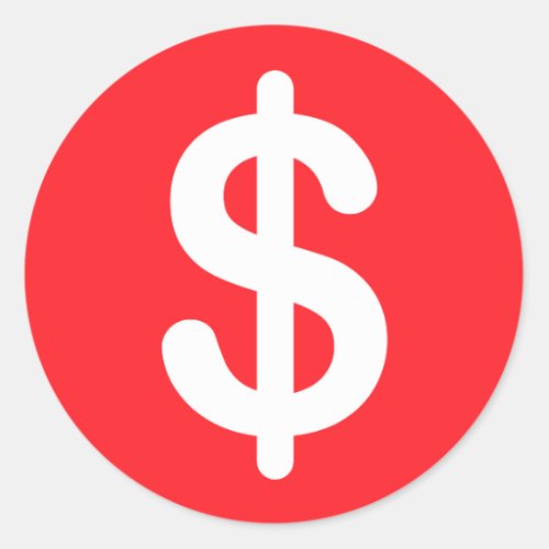 White dollar sign on red background stickers