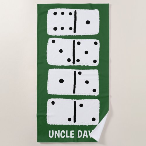 White Dominoes on Green Personalized Beach Towel