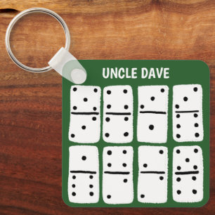White Dominoes on Green Personalized Keychain