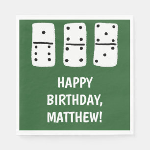 White Dominoes with Black Dots on Green Napkins