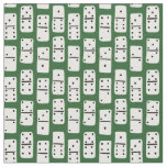 White Dominoes with Black Dots on Green Patterned Fabric