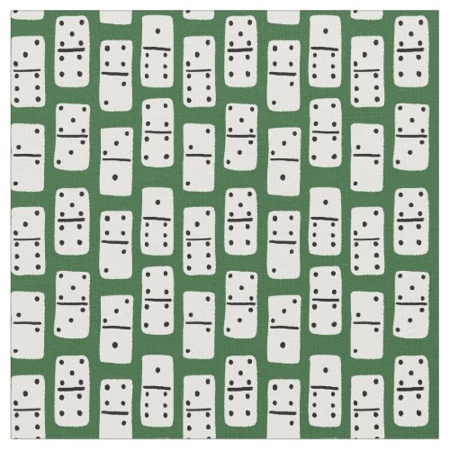 White Dominoes with Black Dots on Green Patterned Fabric