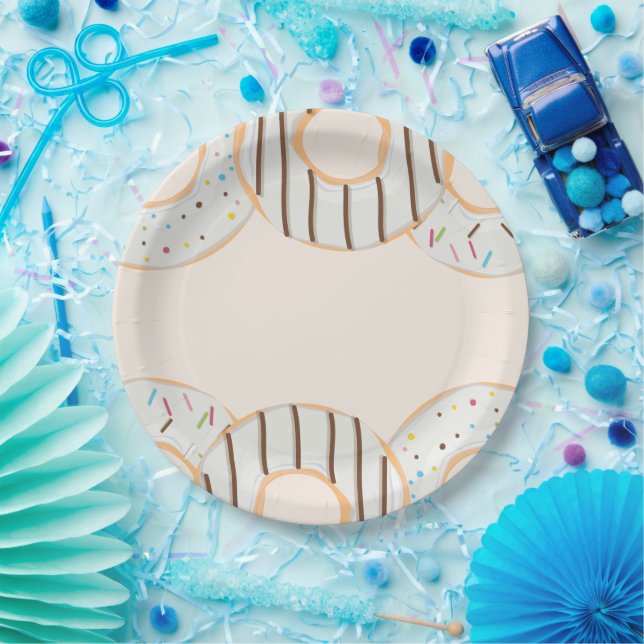 White Donut Delight  Paper Plates (Party)