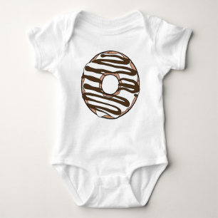 White Donut, Doughnut, Chocolate, Icing, Frosting Baby Bodysuit