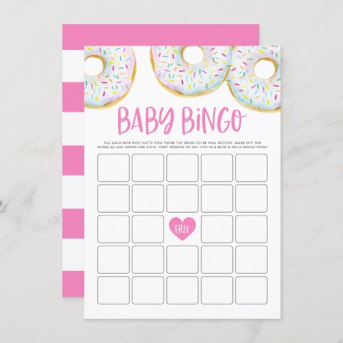 White Donuts Baby Shower Bingo Game Card