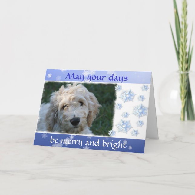 White Doodle Dog Christmas With Verse Holiday Card (Front)