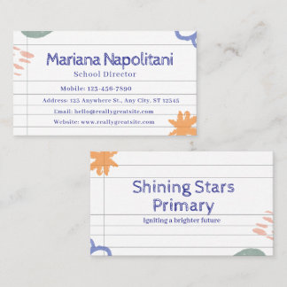 White Doodles and Scribble Teacher Business Card