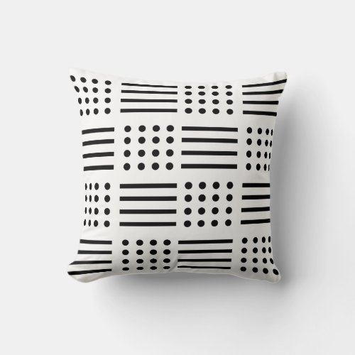 White Dot and Dashes Mud Cloth Throw Pillow