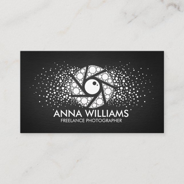 White Dot Art Splatter Camera Shutter Business Card (Front)