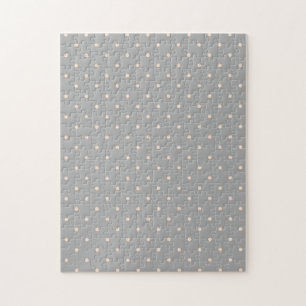 White Dot Grey Background Elegant Polka Dot Dotted Jigsaw Puzzle