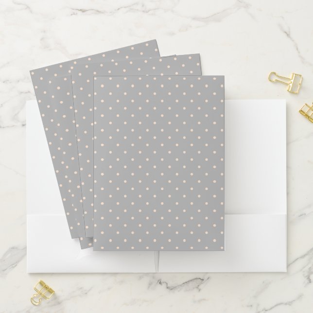 White Dot Grey Background Elegant Polka Dot Dotted Pocket Folder (In Situ)