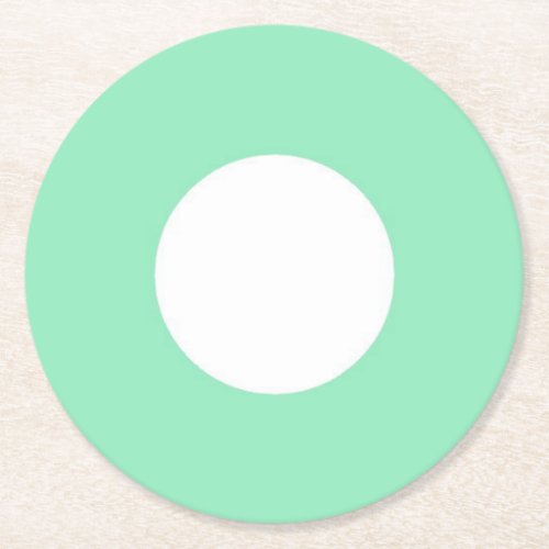 White Dot Modern Elegant Blank Mint Green Template Round Paper Coaster