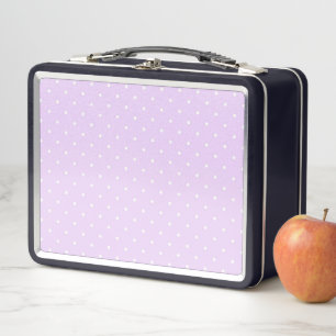 White Dot Pink Background Elegant Polka Dot Dotted Metal Lunch Box