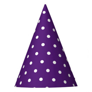 White Dot Purple Background Elegant Polka Dot Party Hat
