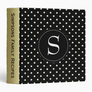 White Dots Black Background Earthy Gold Border Binder