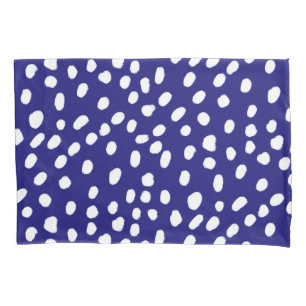 White Dots Dark Blue Pillow Case