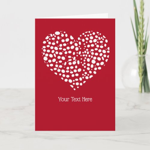 White Dots Make a Heart on Red Valentines Day Holiday Card