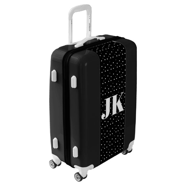 White Dots On Black and Monogram Luggage (Rotated Left)