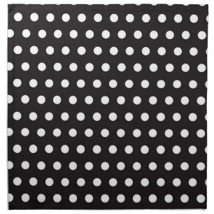 White Dots on Black Background Themed Cloth Napkin