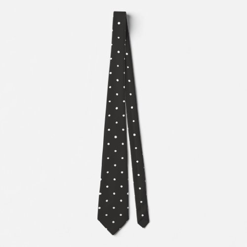 white dots on black design neck tie