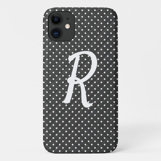 white dots on black monogram Case-Mate iPhone case (Back)