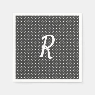 white dots on black monogram napkins