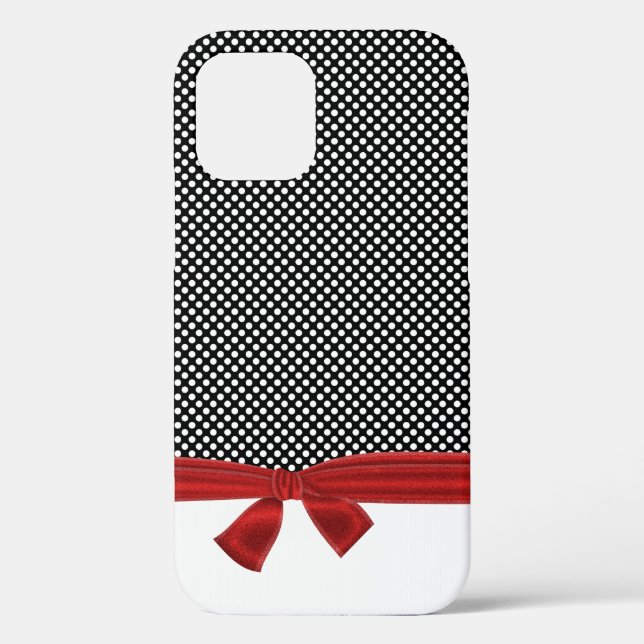 white dots on black with bow Case-Mate iPhone case (Back)