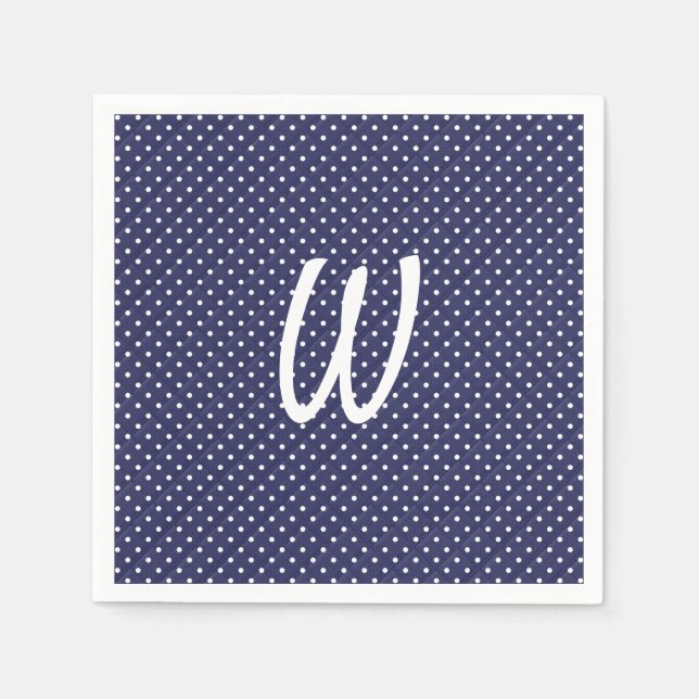 white dots on blue monogram napkins (Front)