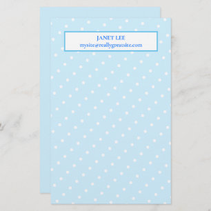 White Dots On Custom Blue Stationery 