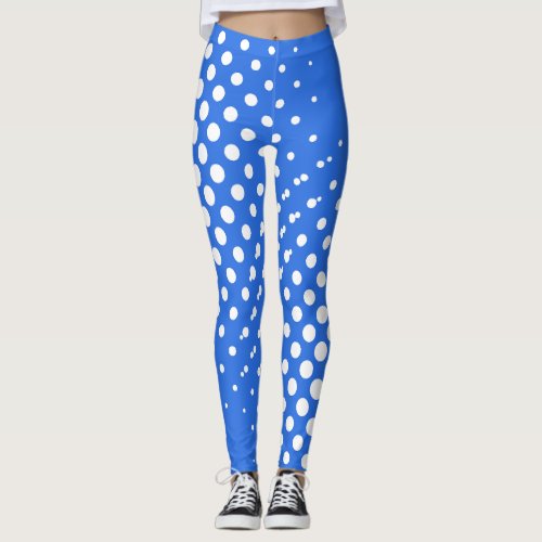 White dots on  cyan_blue leggings leggings