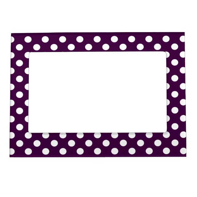 White Dots On Deep Purple Photo Magnetic Picture Frame (Front)
