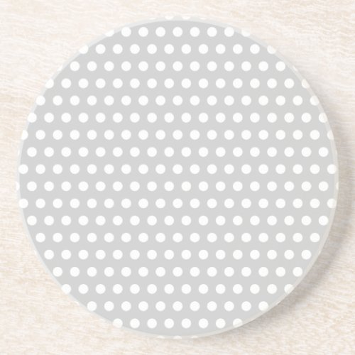 White Dots on Light Grey Sandstone Coaster