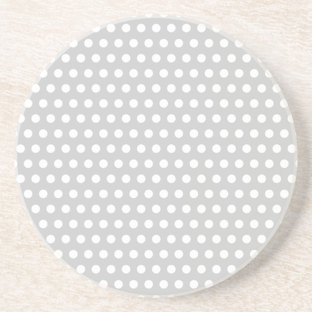 White Dots on Light Grey Sandstone Coaster (Front)