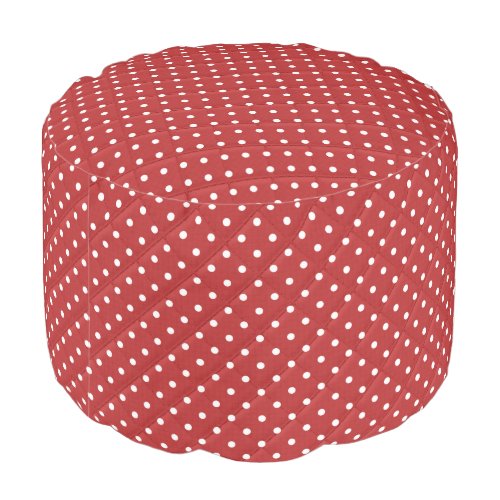White Dots On Quilted Red Pouf