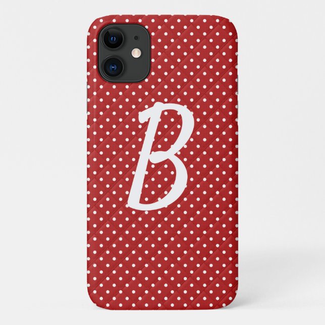 white dots on red monogram Case-Mate iPhone case (Back)