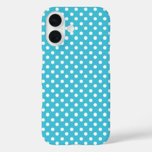 White Dots On Turquoise iPhone 16 Case