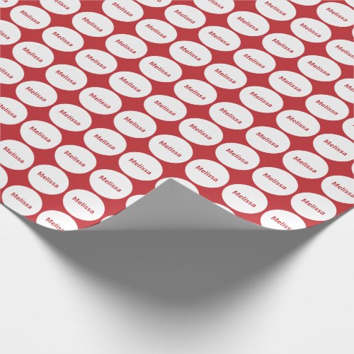 White Dots Pattern On Dark Red With Name Wrapping Paper