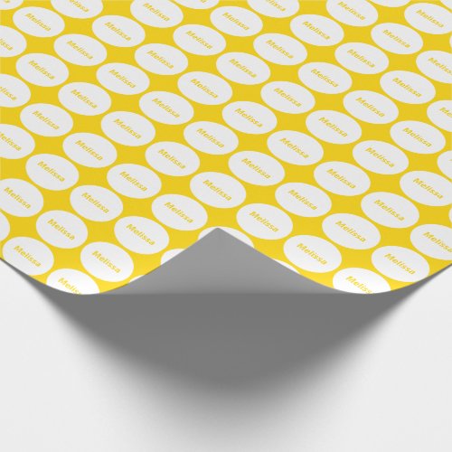 White Dots Pattern On Golden Yellow With Name Wrapping Paper