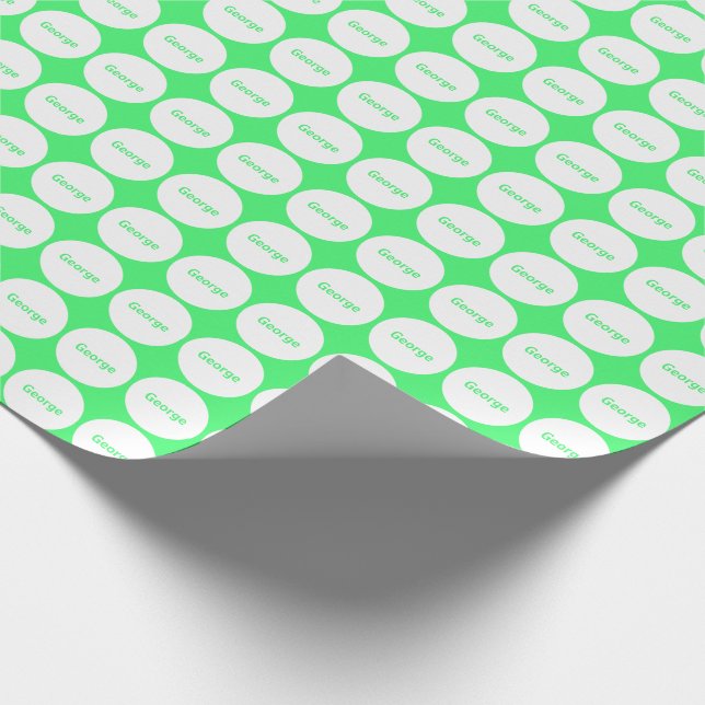White Dots Pattern On Light Green With Name Wrapping Paper (Corner)