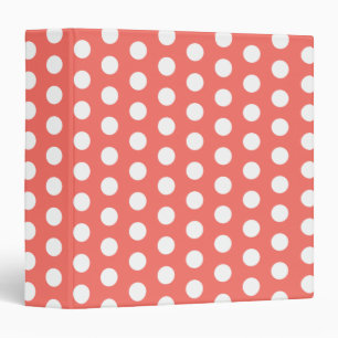 White dots pattern on live coral 3 ring binder