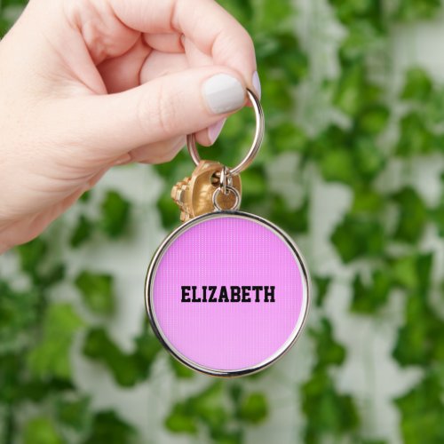 White dots pink pattern keychain