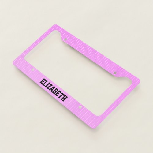 White dots pink pattern license plate frame