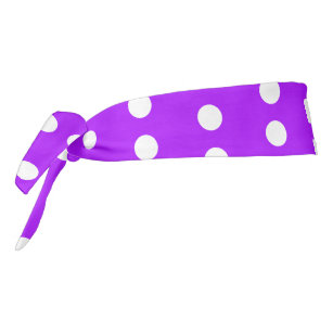 White Dots Purple Tie Headband Choose Your Colors 