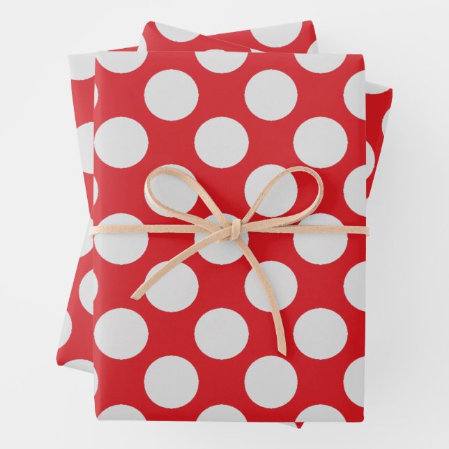 White Dots Red Wrapping Paper Sheets (In situ)
