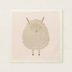 White Dots Round Sleeping Sheep Napkins