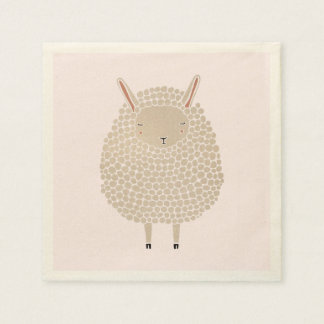 White Dots Round Sleeping Sheep Napkins