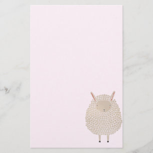 White Dots Round Sleeping Sheep Stationery